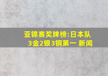 亚锦赛奖牌榜:日本队3金2银3铜第一 新闻